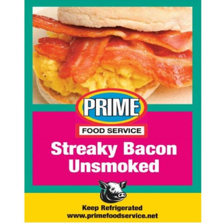 Streaky Bacon Unsmoked - 1 เบคอนสไตล์สตรีคไม่รมควัน - ขนมหมูที่อร่อยและมีรสชาติดื่มด่ำกับ Streaky Bacon Unsmoked ของเรา ที่มีควา
